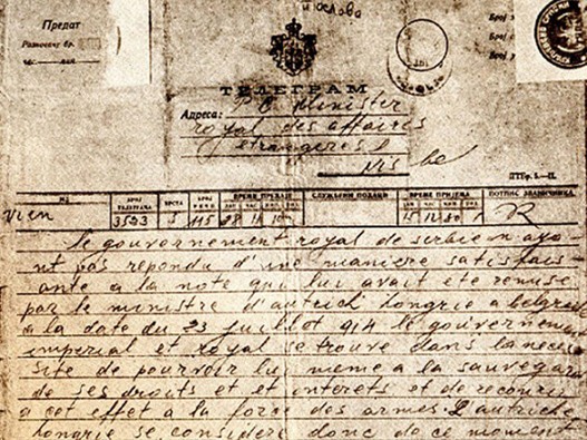 Telegram o objavi rata