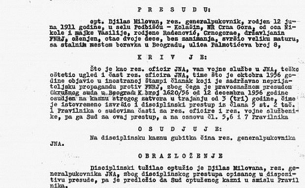 Пресуда Миловану Ђиласу из 1957. године