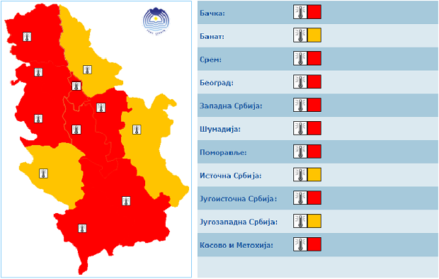 Црвени метео-аларм у готово целој Србији