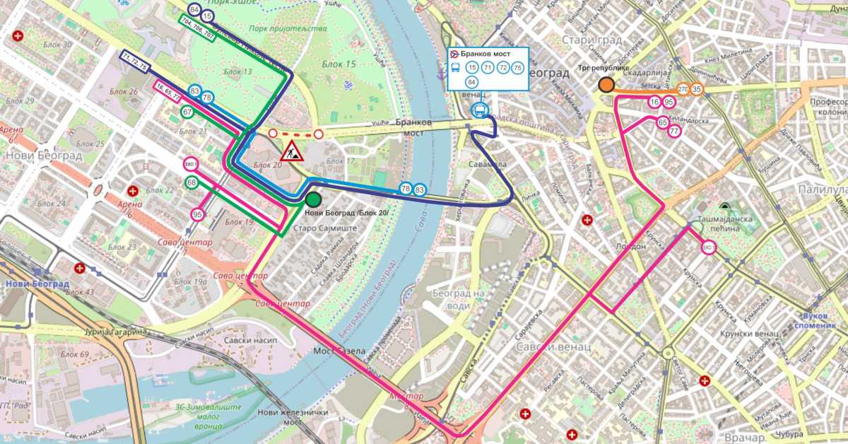 Кружни ток код Бранковог моста од четвртка у функцији, у Карађорђевој припреме за затварање трамвајског моста