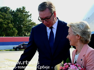 Разговори Урсуле фон дер Лајен и Александра Вучића у Палати Србија