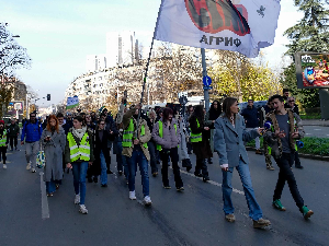 Протестна шетња студената у блокади Пољопривредног факултета у Београду