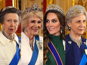 Квартет тијара и хаљина из 1969. на банкету у Виндзору