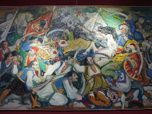Рестаурирана слика „Бој на Чегру“ представљена у Историјском музеју Србије