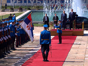 Председник Швајцарске у посети Србији, свечани дочек испред Палате 