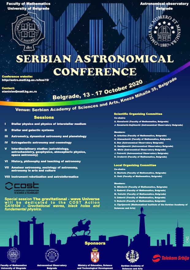 Konferenciju organizuju beogradski Matematički fakultet i Astronomska opservatorija