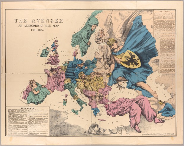 Velika istočna kriza na alegorijskoj mapi Evrope 1877. 