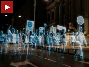 Први холограмски протест на свету одржан у Мадриду